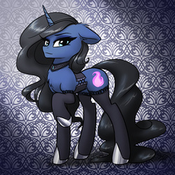 Size: 1486x1486 | Tagged: safe, artist:katputze, oc, oc only, pony, unicorn, clothes, corset, necklace, socks, solo