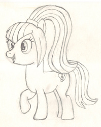 Size: 1862x2335 | Tagged: safe, artist:chronicle23, sonata dusk, earth pony, pony, g4, earth pony sonata dusk, equestria girls ponified, female, mare, monochrome, ponified, ponytail, solo, traditional art