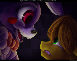 Size: 1500x1200 | Tagged: safe, artist:aschenstern, mandopony, g4, bonnie (fnaf), five nights at freddy's, survive the night, toy bonnie