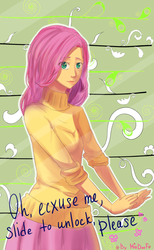 Size: 1848x2996 | Tagged: safe, artist:mia-doof, fluttershy, human, g4, clothes, female, humanized, solo, sweater, sweatershy, wallpaper