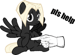 Size: 1006x741 | Tagged: safe, artist:outlawedtofu, oc, oc only, oc:astral, pegasus, pony, fallout equestria, fallout equestria: outlaw, /foe/, animated, belly, caption, hand, nervous, poking, solo