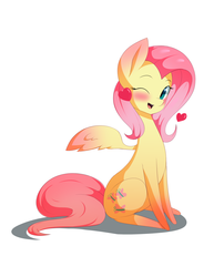 Size: 1000x1294 | Tagged: safe, artist:kaephic, fluttershy, g4, female, heart, looking at you, solo, wink