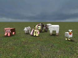 Size: 1024x768 | Tagged: safe, artist:juanjo_belic, fluttershy, g4, 3d, gmod, minecraft, video game