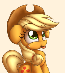 Size: 2300x2600 | Tagged: safe, artist:heavymetalbronyyeah, applejack, earth pony, pony, g4, :p, chest fluff, cowboy hat, cute, ear fluff, female, floppy ears, hat, high res, jackabetes, leg fluff, mare, silly, silly pony, sitting, solo, stetson, tongue out, weapons-grade cute