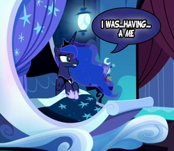 Size: 731x636 | Tagged: safe, edit, edited screencap, screencap, princess luna, do princesses dream of magic sheep, g4, bedroom, dialogue, dracula: dead and loving it, female, image macro, meme, parody, reference, solo