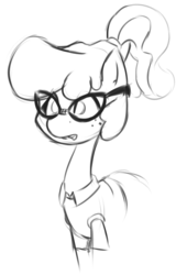 Size: 1280x1885 | Tagged: safe, artist:taps, frazzle rock, earth pony, pony, g4, adorkable, cute, dork, frazzlebetes, glasses, sketch, solo