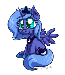 Size: 1280x1477 | Tagged: safe, artist:alittleofsomething, princess luna, g4, blushing, cute, female, filly, lunabetes, s1 luna, solo, woona