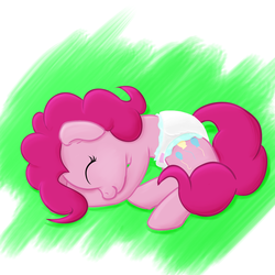 Size: 1000x1000 | Tagged: safe, artist:ldj, pinkie pie, g4, diaper, female, non-baby in diaper, sleeping, solo