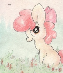 Size: 686x799 | Tagged: safe, artist:slightlyshade, apple bloom, g4, female, solo, traditional art