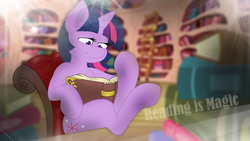 Size: 1920x1080 | Tagged: safe, artist:bork88, artist:joey darkmeat, artist:meteor-venture, artist:sigmavirus1, twilight sparkle, pony, g4, book, chair, golden oaks library, lens flare, solo, vector, wallpaper