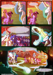 Size: 3500x4951 | Tagged: safe, artist:light262, artist:lummh, applejack, fluttershy, pinkie pie, princess celestia, princess luna, rainbow dash, rarity, twilight sparkle, alicorn, bat pony, pony, comic:timey wimey, g4, comic, epic, guard, twilight sparkle (alicorn)