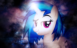 Size: 1920x1200 | Tagged: safe, artist:sandwichhorsearchive, dj pon-3, vinyl scratch, pony, unicorn, g4, female, looking at you, smiling, smiling at you, solo, wallpaper
