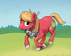 Size: 800x630 | Tagged: safe, artist:el-yeguero, big macintosh, smarty pants, earth pony, pony, g4, galloping, male, solo, stallion