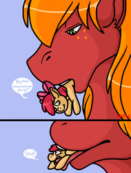 Size: 2512x3304 | Tagged: safe, artist:artistdragon, apple bloom, big macintosh, earth pony, pony, g4, big macinpred, bloomprey, brother and sister, comic, female, fetish, filly, filly prey, high res, male, micro, preybloom, siblings, stallion, stallion pred, vore