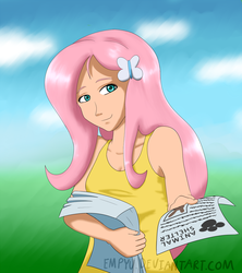 Size: 889x1000 | Tagged: safe, artist:empyu, fluttershy, human, g4, female, humanized, solo