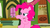 Size: 1280x720 | Tagged: safe, screencap, pinkie pie, earth pony, pony, g4, my little pony: friendship is magic, too many pinkie pies, mushroom table, ponyville, smiling, solo