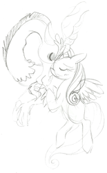 Size: 1187x1920 | Tagged: safe, artist:carnivorousponyfluff, discord, fluttershy, g4, cute, female, lineart, male, nuzzling, ship:discoshy, shipping, straight