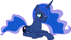 Size: 6000x3367 | Tagged: safe, artist:wintersarts, princess luna, alicorn, pony, g4, .svg available, accessory-less edit, bare hooves, ethereal mane, female, mare, missing accessory, prone, sad, simple background, solo, starry mane, transparent background, vector