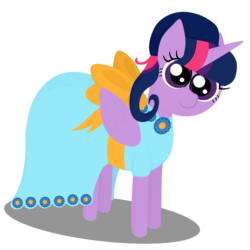 Size: 1000x1000 | Tagged: safe, artist:noponespecial, twilight sparkle, alicorn, pony, g4, chibi, clothes, dress, female, folded wings, gala dress, mare, simple background, solo, transparent background, twilight sparkle (alicorn), wings