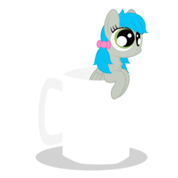 Size: 1024x1024 | Tagged: safe, artist:noponespecial, oc, oc only, oc:darcy sinclair, bow, chibi, coffee, cute, hair bow, simple background, transparent background