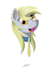 Size: 2500x3500 | Tagged: safe, artist:markiz707, derpy hooves, pegasus, pony, g4, cute, derp, female, head, high res, mare, necktie, open mouth, simple background, smiling, solo, white background