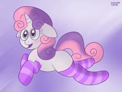 Size: 3600x2715 | Tagged: safe, artist:scobionicle99, sweetie belle, g4, clothes, female, high res, socks, solo, striped socks