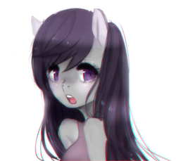 Size: 1280x1171 | Tagged: safe, artist:marinakirby, octavia melody, earth pony, anthro, g4, bust, cute, female, open mouth, simple background, solo, tavibetes, white background