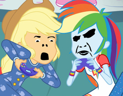 Size: 1395x1080 | Tagged: safe, edit, edited screencap, screencap, applejack, rainbow dash, equestria girls, g4, face edit