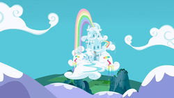 Size: 1280x720 | Tagged: safe, screencap, g4, wonderbolts academy, cloud, cloudy, rainbow dash's house, scenery