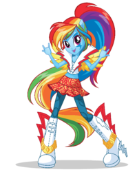 Size: 509x641 | Tagged: safe, rainbow dash, equestria girls, g4, my little pony equestria girls: rainbow rocks, official, box art, devil horn (gesture), female, rockin' hair, solo