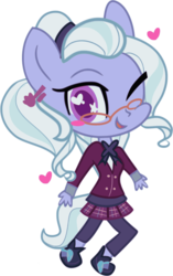 Size: 892x1418 | Tagged: safe, artist:shootingstarsentry, sugarcoat, equestria girls, g4, my little pony equestria girls: friendship games, chibi, cute, female, heart, looking at you, ponied up, pony ears, simple background, solo, sugarcute, transparent background, wink