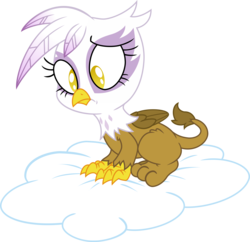 Size: 3100x3000 | Tagged: safe, artist:amberlight21, artist:dfectivedvice, gilda, griffon, g4, chickub, cloud, cute, female, high res, sad, simple background, solo, transparent background, younger