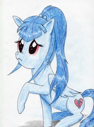 Size: 2481x3341 | Tagged: safe, artist:40kponyguy, derpibooru exclusive, sonata dusk, pegasus, pony, g4, cute, equestria girls ponified, female, high res, pegasus sonata dusk, ponified, sitting, solo, sonatabetes, traditional art