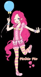 Size: 500x939 | Tagged: safe, artist:zune-chan, pinkie pie, human, g4, balloon, converse, female, humanized, solo