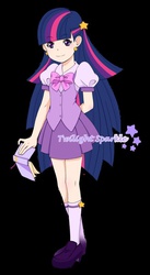 Size: 500x915 | Tagged: safe, artist:zune-chan, twilight sparkle, human, g4, book, female, humanized, solo