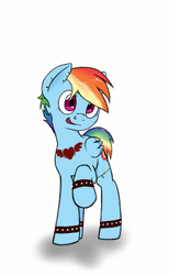 Size: 1108x1800 | Tagged: safe, artist:trickydick, rainbow dash, g4, female, punk, solo, suicide girls, tattoo