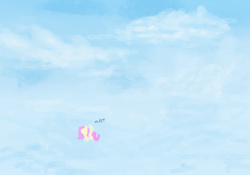 Size: 1000x700 | Tagged: safe, fluttershy, pony, g4, cloud, cloudy, sky, syazmeep