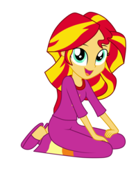 Size: 5500x7025 | Tagged: safe, artist:mixiepie, sunset shimmer, equestria girls, g4, my little pony equestria girls: rainbow rocks, absurd resolution, clothes, commission, cute, female, open mouth, pajamas, shimmerbetes, simple background, slippers, smiling, solo, transparent background, vector, weapons-grade cute, when she smiles