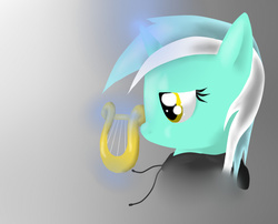 Size: 940x760 | Tagged: safe, artist:idsmehlite, lyra heartstrings, fanfic:background pony, g4, clothes, dig the swell hoodie, female, hoodie, lyre, minimalist, musical instrument, solo