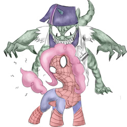 Size: 1134x1134 | Tagged: safe, artist:neroscottkennedy, pinkie pie, twilight sparkle, g4, crossover, male, species swap, spider-man, the lizard