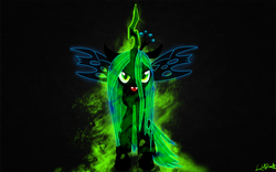 Size: 2560x1600 | Tagged: safe, artist:arkkukakku112, queen chrysalis, changeling, changeling queen, g4, crown, female, jewelry, regalia, solo, wallpaper