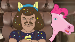 Size: 694x390 | Tagged: safe, artist:tiarawhy, pinkie pie, g4, hoers, metalocalypse, parody, william murderface, youtube