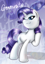 Size: 600x849 | Tagged: safe, artist:ikuvaito, rarity, pony, unicorn, g4, female, looking at you, mare, raised hoof, smirk, smugity, solo, zoom layer