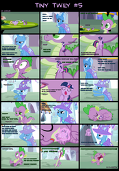 Size: 2000x2880 | Tagged: safe, artist:kwark85, spike, trixie, twilight sparkle, pony, unicorn, comic:tiny twily, g4, comic, female, high res, magic, mare, telekinesis, unicorn twilight