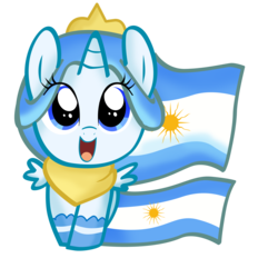 Size: 5772x5556 | Tagged: safe, artist:pridark, oc, oc:princess argenta, alicorn, pony, absurd resolution, alicorn oc, argentina, chibi, cute, female, filly, happy, looking at you, nation ponies, open mouth, ponified, simple background, smiling, transparent background, vector