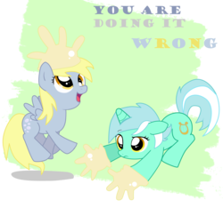 Size: 6800x6369 | Tagged: safe, artist:pridark, derpy hooves, lyra heartstrings, pegasus, pony, g4, absurd resolution, clothes, cute, female, gloves, hand, lyra's humans, mare, rubber gloves, simple background, transparent background