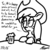 Size: 512x512 | Tagged: safe, artist:ozzyg, applejack, earth pony, pony, g4, accent, alcohol, cider, element of honesty, female, grayscale, implied twilight sparkle, mare, monochrome, mug, solo, style emulation