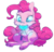 Size: 660x630 | Tagged: safe, artist:lunarmarshmallow, derpibooru exclusive, pinkie pie, g4, bioluminescent, drool, eating, fangs, female, glowing, glowing eyes, heart eyes, lollipop, sitting, solo, unshorn fetlocks, wingding eyes