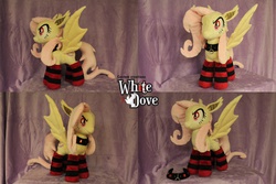 Size: 1095x730 | Tagged: safe, artist:whitedove-creations, fluttershy, g4, clothes, collar, customized toy, flutterbat, irl, photo, plushie, socks