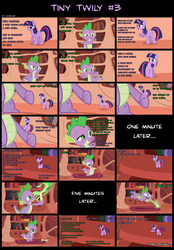 Size: 2000x2880 | Tagged: safe, artist:kwark85, spike, twilight sparkle, pony, unicorn, comic:tiny twily, g4, comic, high res, unicorn twilight